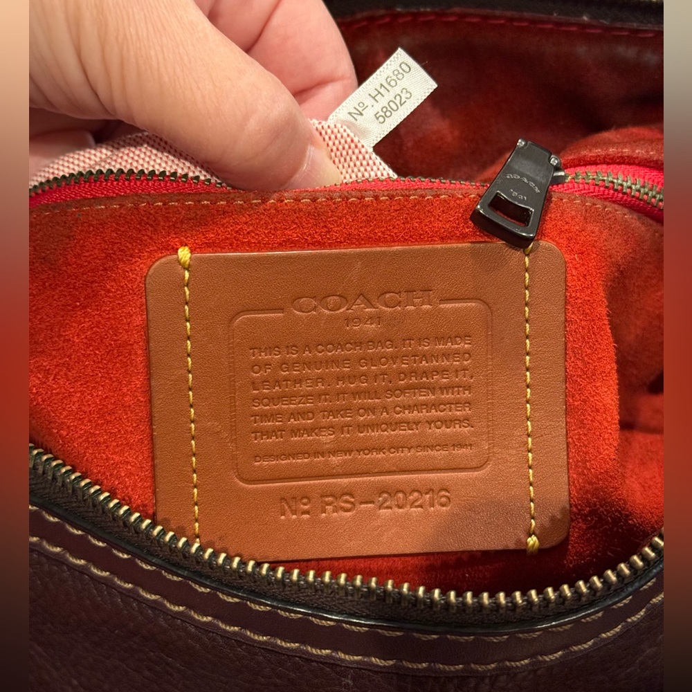 COACH OXBLOOD ROGUE SATCHEL BAG IN GLOVETANNED PEBBLE LEATHER SUEDE LINED FRENCH - Picture 11 of 16